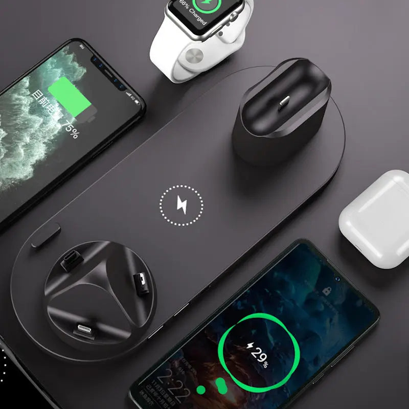 Wireless Charger For IPhone Fast Charger For Phone Fast Charging Pad For Phone Watch 6 In 1 Charging Dock Station Gadget Shack
