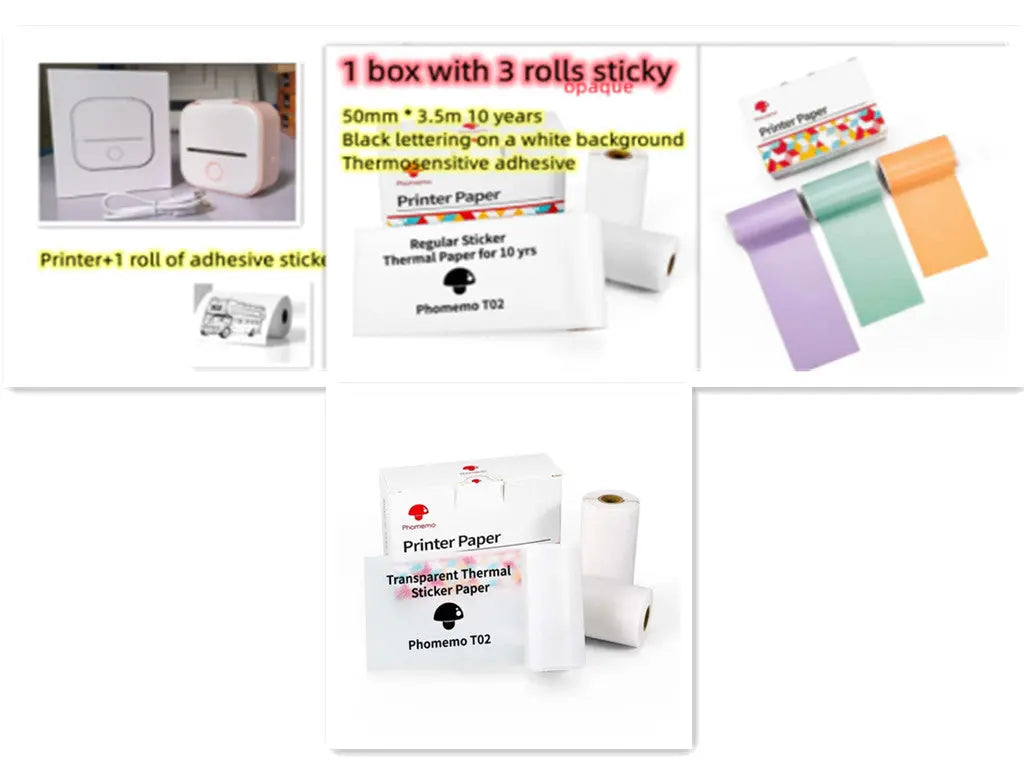 Portable Mini Thermal Label Printer Home Photo Printer Student Wrong Question Printer Bluetooth-compatible Mini Label Printer Price Tag Gadget Shack