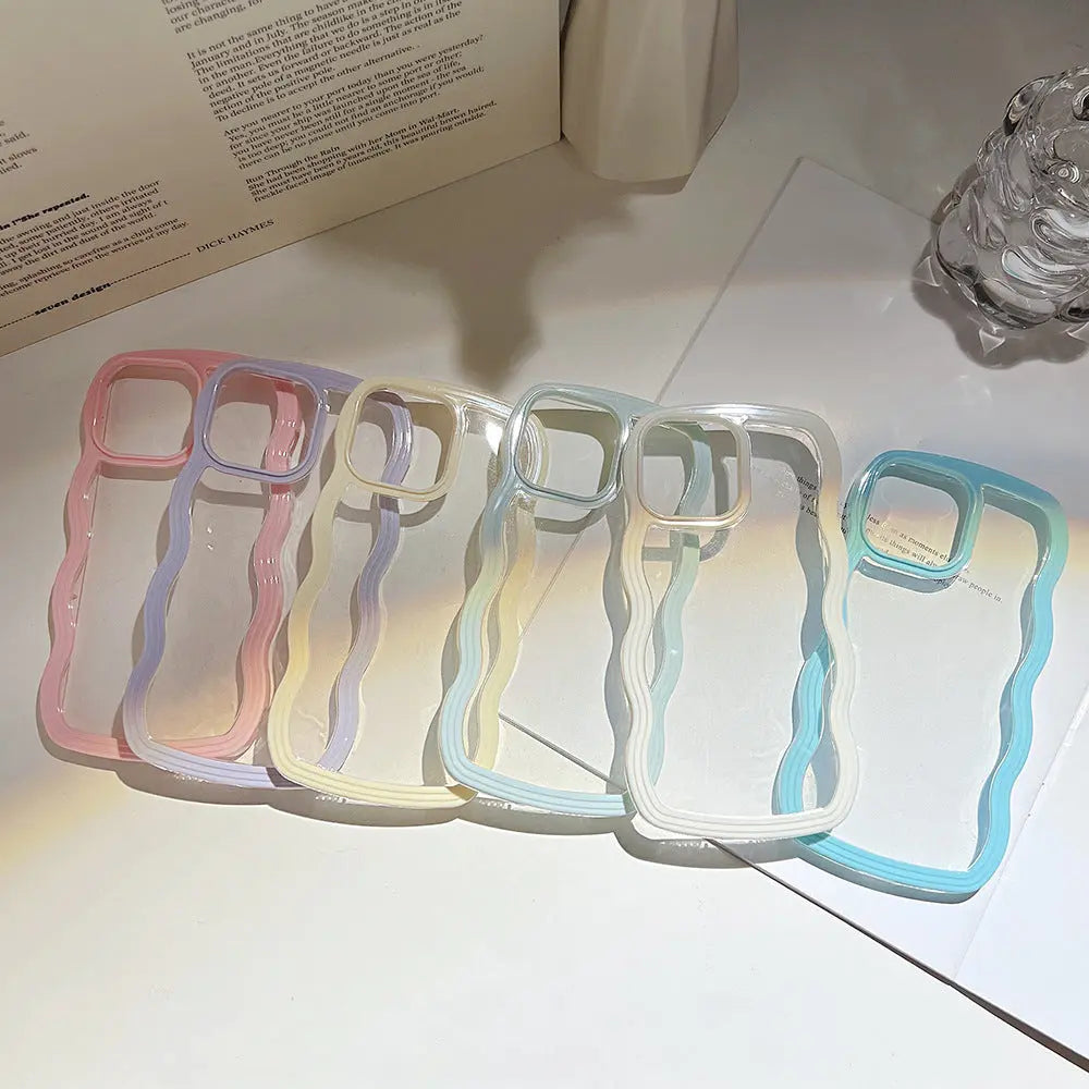 Wave Border Mobile Phone Case Solid Color Simple Candy Color Gadget Shack