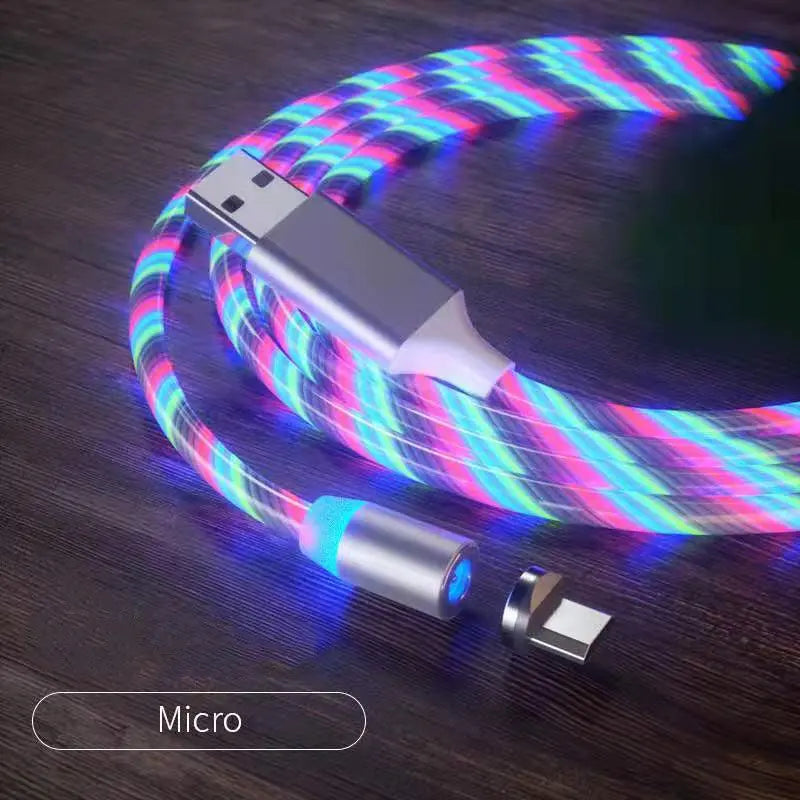 Magnetic Charging Cable Streamer Fast Charging Cable Lighting Micro USB Cable LED Magnet Charger Type-C Cable Gadget Shack