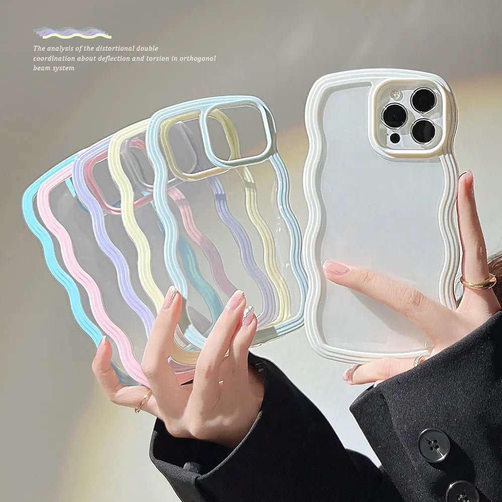 Wave Border Mobile Phone Case Solid Color Simple Candy Color Gadget Shack