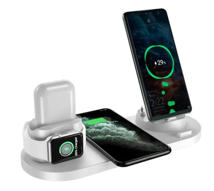 Wireless Charger For IPhone Fast Charger For Phone Fast Charging Pad For Phone Watch 6 In 1 Charging Dock Station Gadget Shack