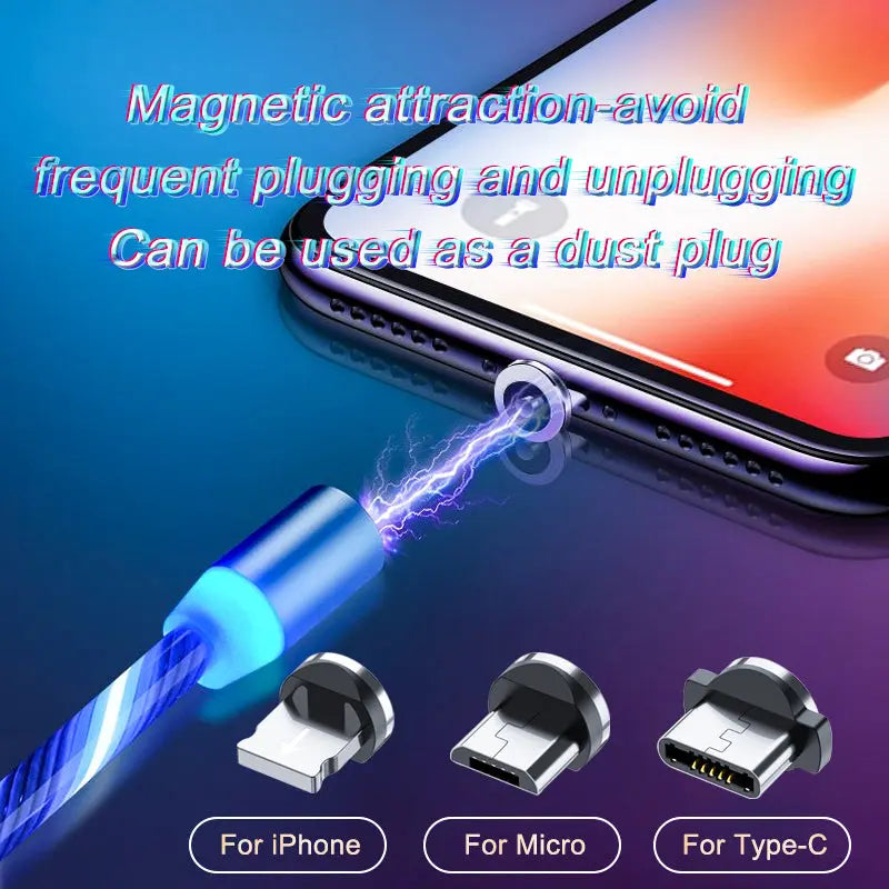 Magnetic Charging Cable Streamer Fast Charging Cable Lighting Micro USB Cable LED Magnet Charger Type-C Cable Gadget Shack