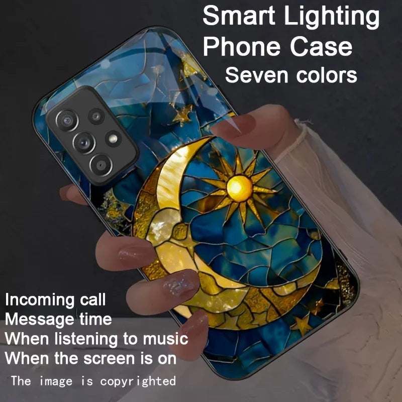 Voice Control Starry Colorful LED Phone Cases for Google Pixel 9 8 7 Pro XL 10 9A 8A 7A 6A Phone Cover Glass Luminous Bumper