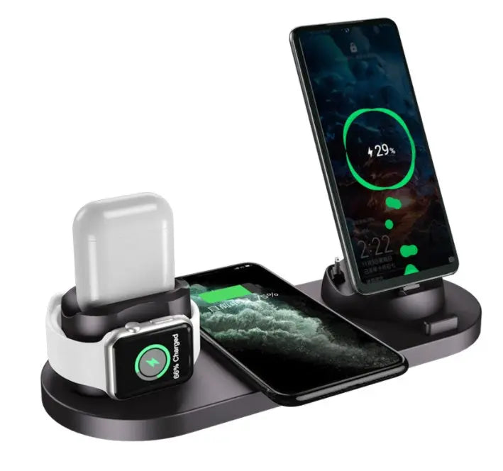 Wireless Charger For IPhone Fast Charger For Phone Fast Charging Pad For Phone Watch 6 In 1 Charging Dock Station Gadget Shack