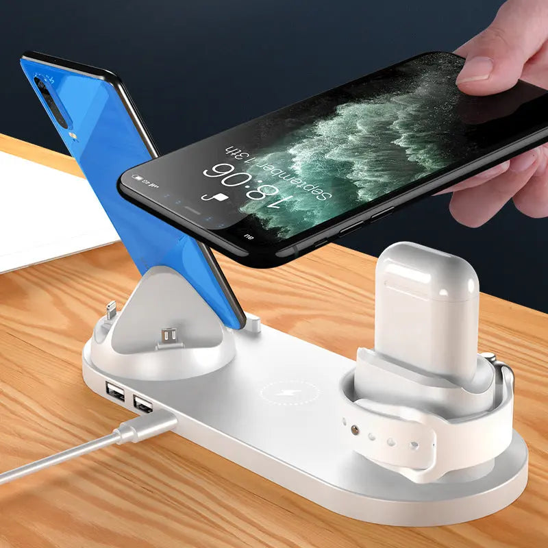 Wireless Charger For IPhone Fast Charger For Phone Fast Charging Pad For Phone Watch 6 In 1 Charging Dock Station Gadget Shack