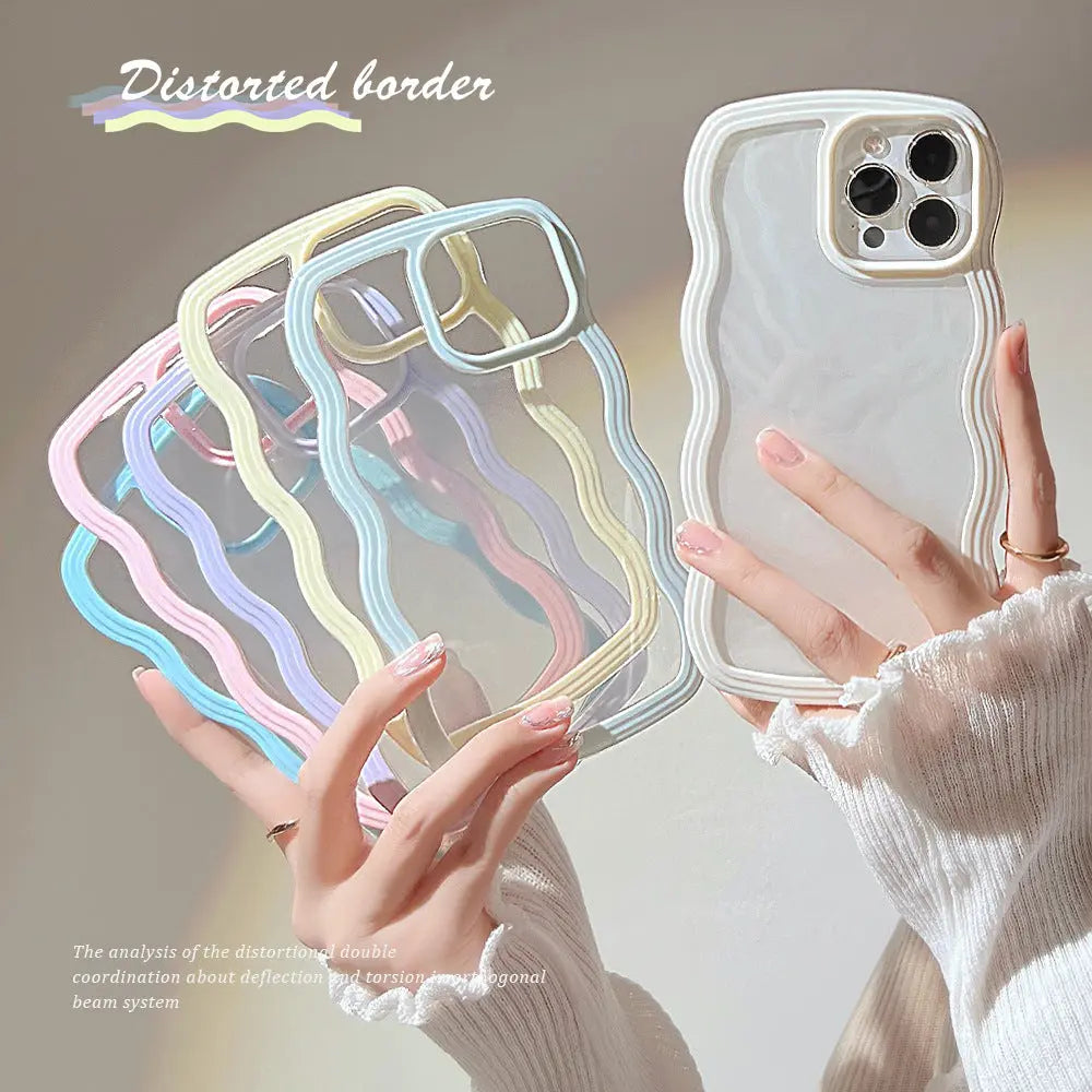 Wave Border Mobile Phone Case Solid Color Simple Candy Color Gadget Shack